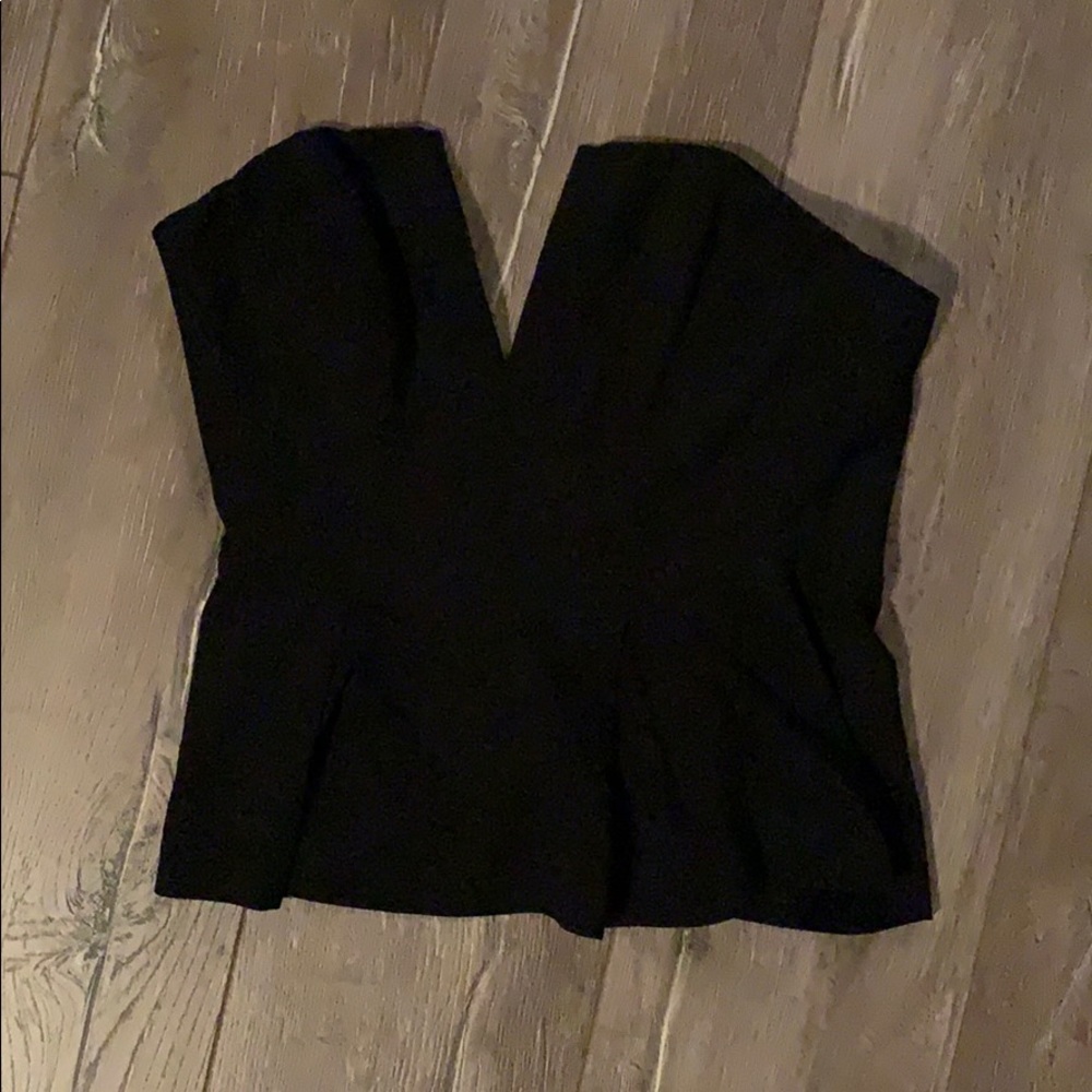 Guess black strapless plunge top